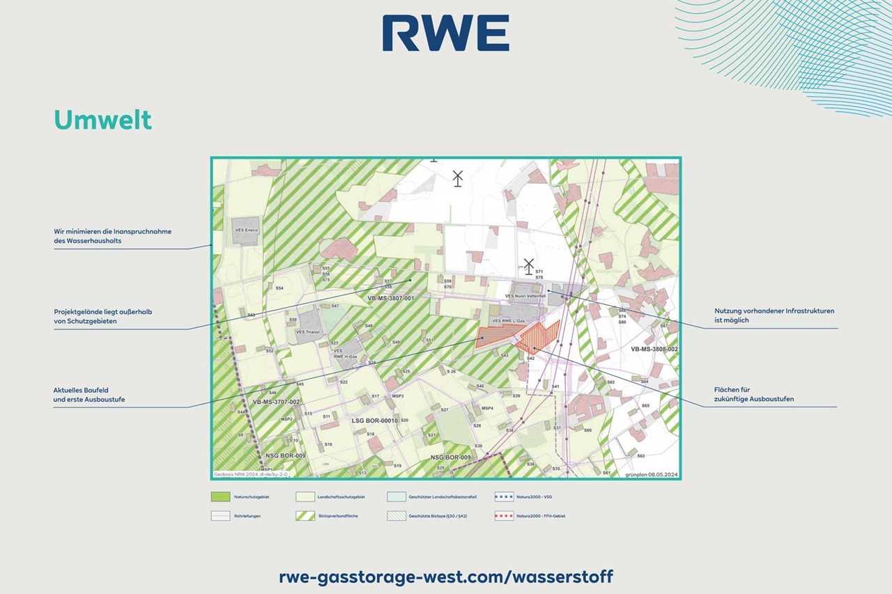 An environmental map displaying land use and conservation information, showing various areas and projects.